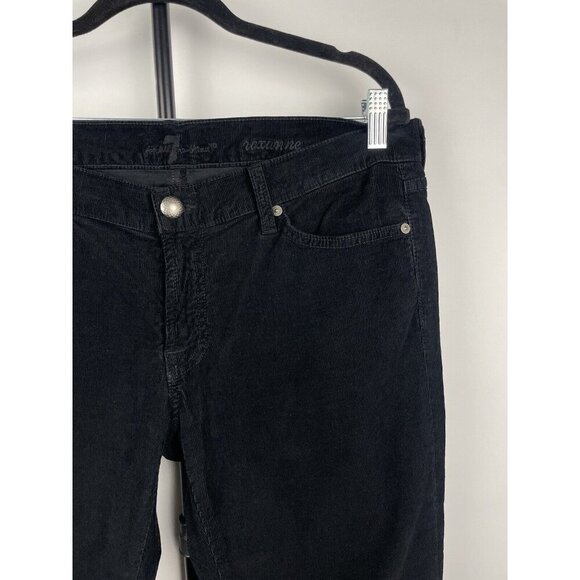 7 For All Mankind Black Roxanne Corduroy Mid Rise Jeans Size 32 - Picture 2 of 6